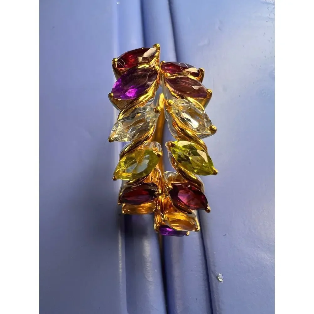 NEW multi gemstone hoop earrings in vermeil gold over sterling silver